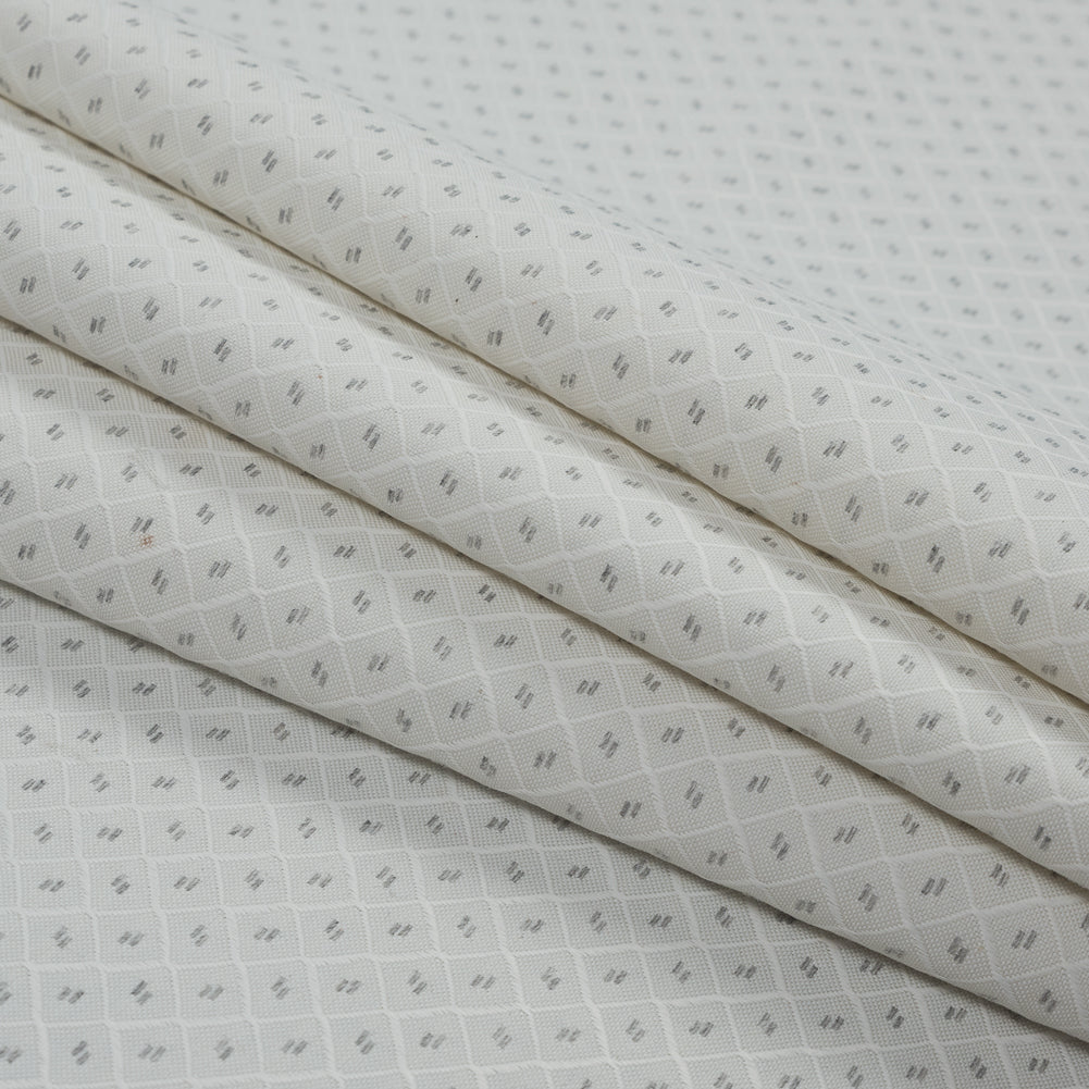 White and Gray Diamond Patterned Jacquard - Folded