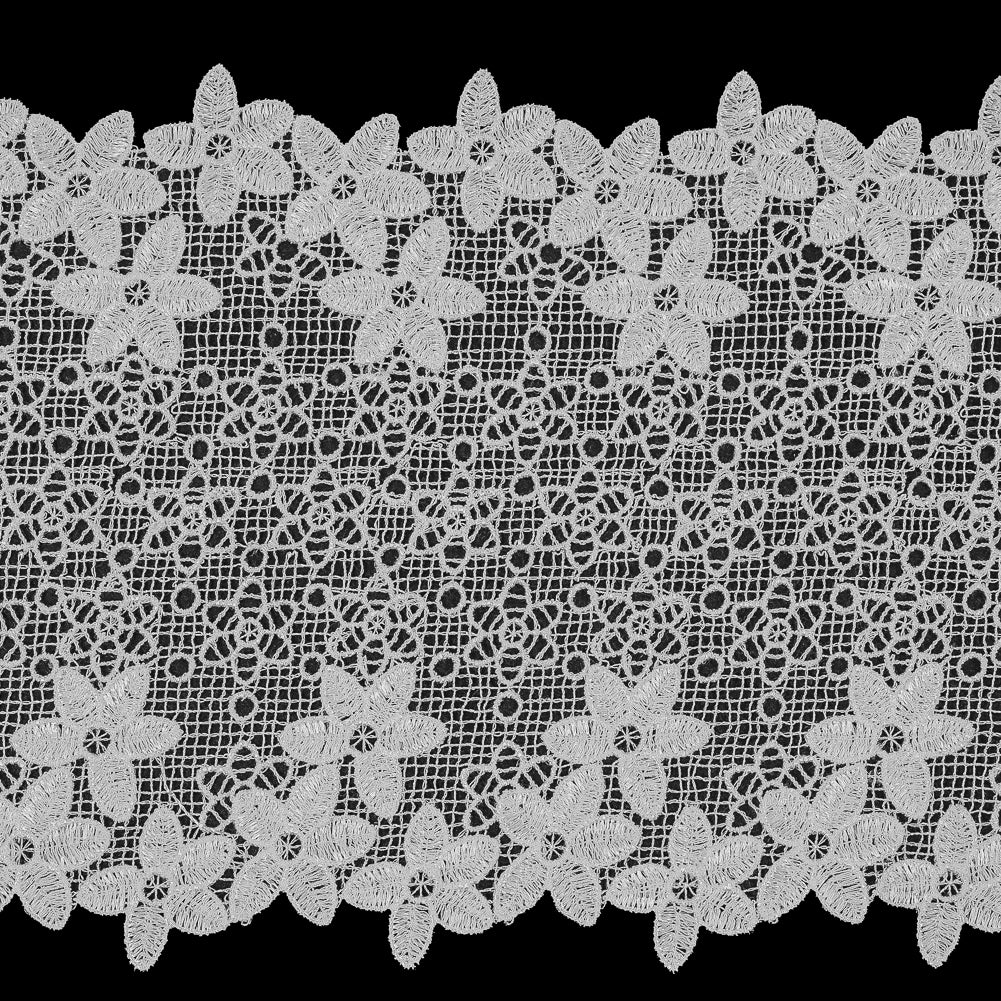 White Floral Venise Lace Trim - 6.5 - Detail