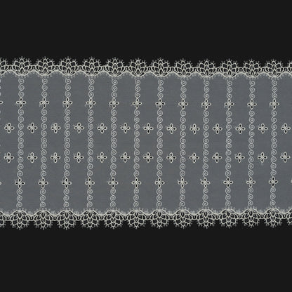 Cream and Ivory Floral Embroidered Mesh Trim - 8.75