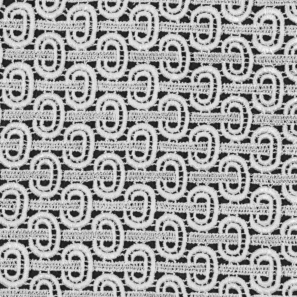 White Geometric Lace Trim - 6.5 - Detail