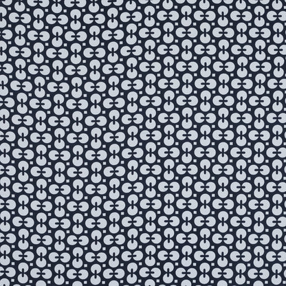 Navy and White Geometric Combed Cotton Sateen