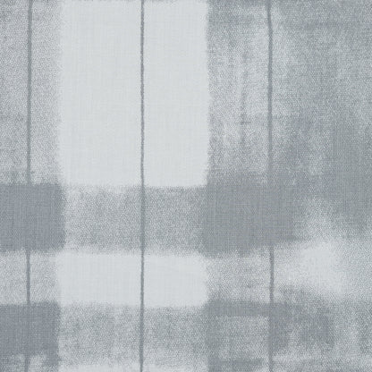 Gray and White Painterly Plaid Printed Cotton Crepe Detail