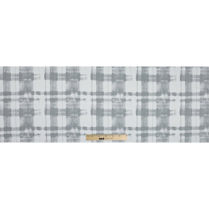 Gray and White Painterly Plaid Printed Cotton Crepe Full