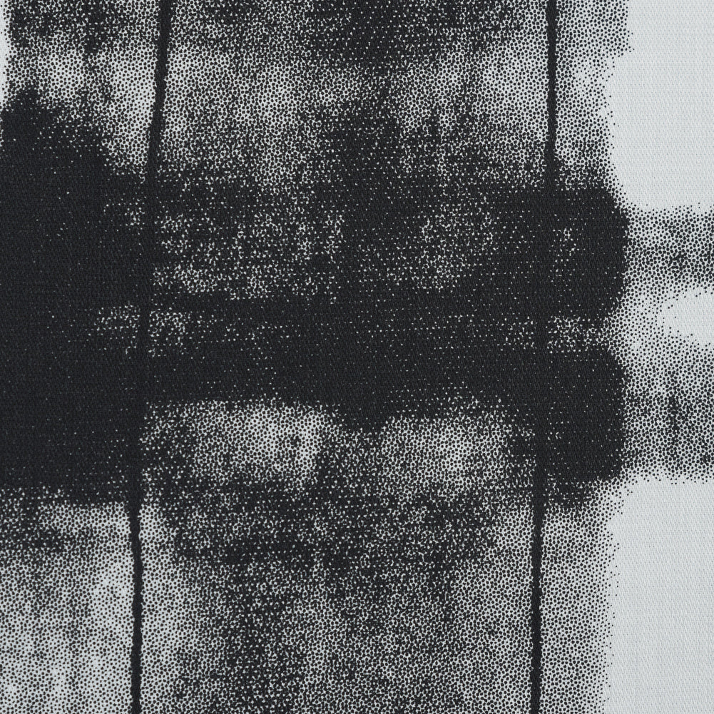 Black and White Painterly Plaid Printed Cotton Crepe Detail