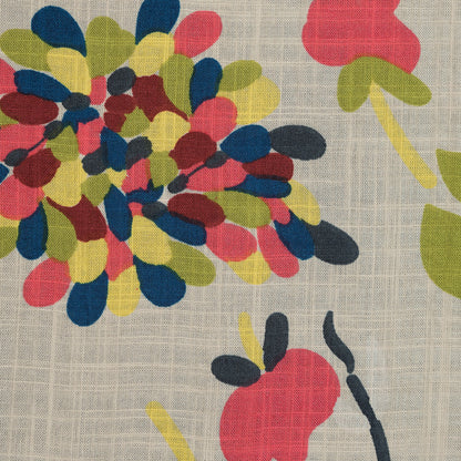 Beige and Green Floral Cotton and Viscose Poplin Detail