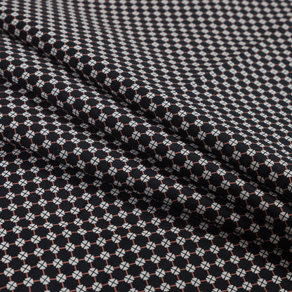 Black and Orange Geometric Printed Cotton Voile - Detail
