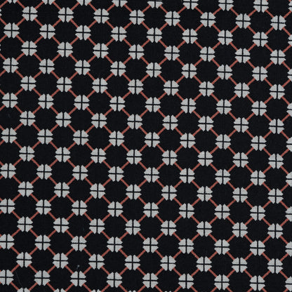 Black and Orange Geometric Printed Cotton Voile - Full