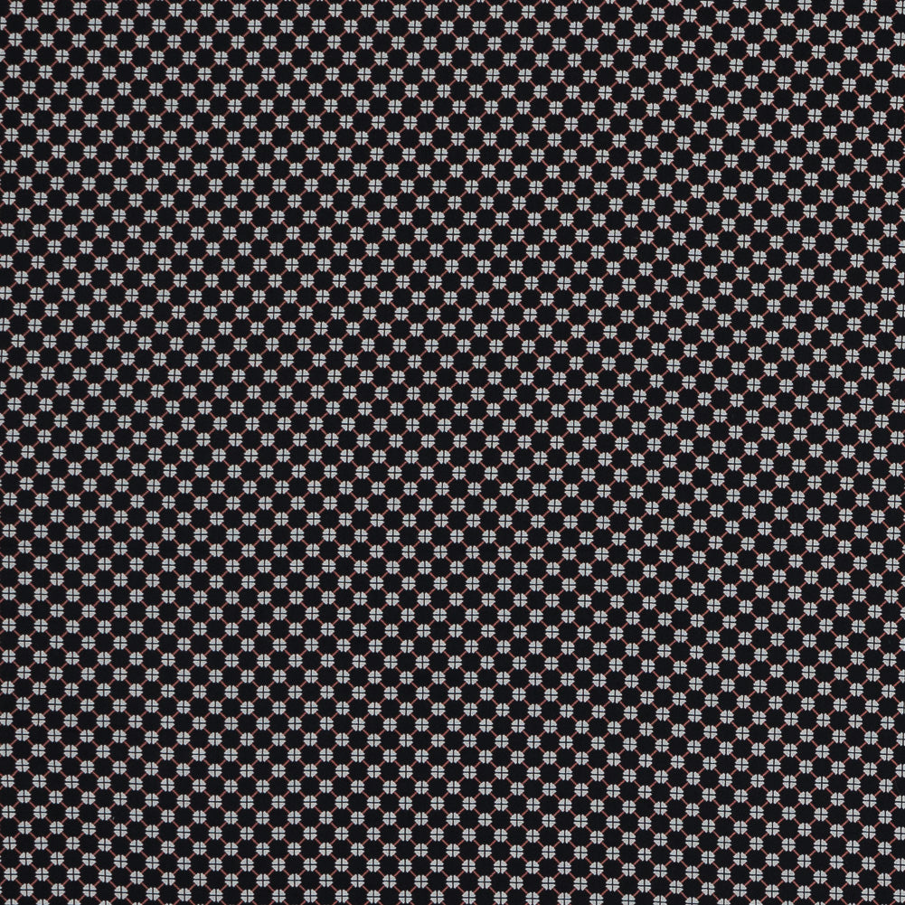 Black and Orange Geometric Printed Cotton Voile