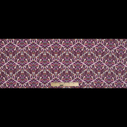 Magenta Haze, Orange and Gray Damask Stretch Cotton Poplin Folded