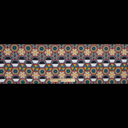 Red, Yellow and Blue Geometric Stretch Cotton Poplin - Full
