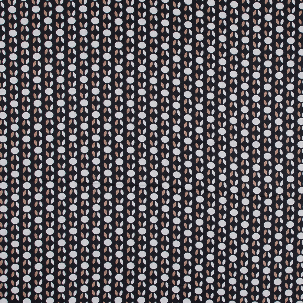 Black and Beige Geometric Cotton Sateen