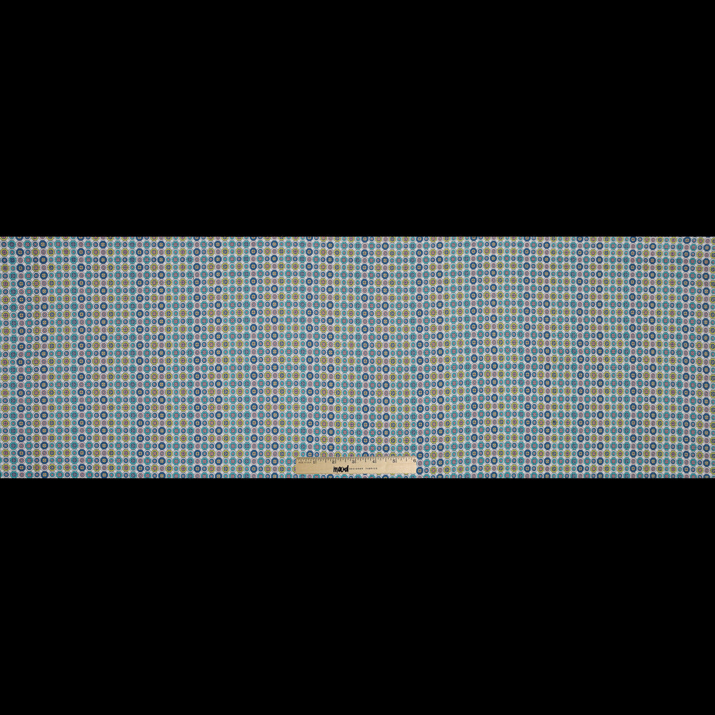 Blue and Yellow Geometric Stretch Cotton Sateen Full