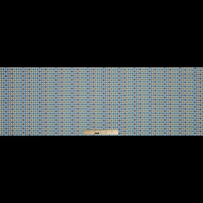 Blue and Yellow Geometric Stretch Cotton Sateen Full