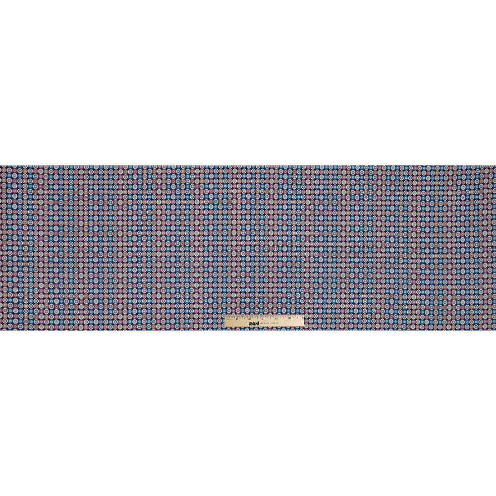 Pink, Blue and Orange Geometric Stretch Cotton Sateen - Full