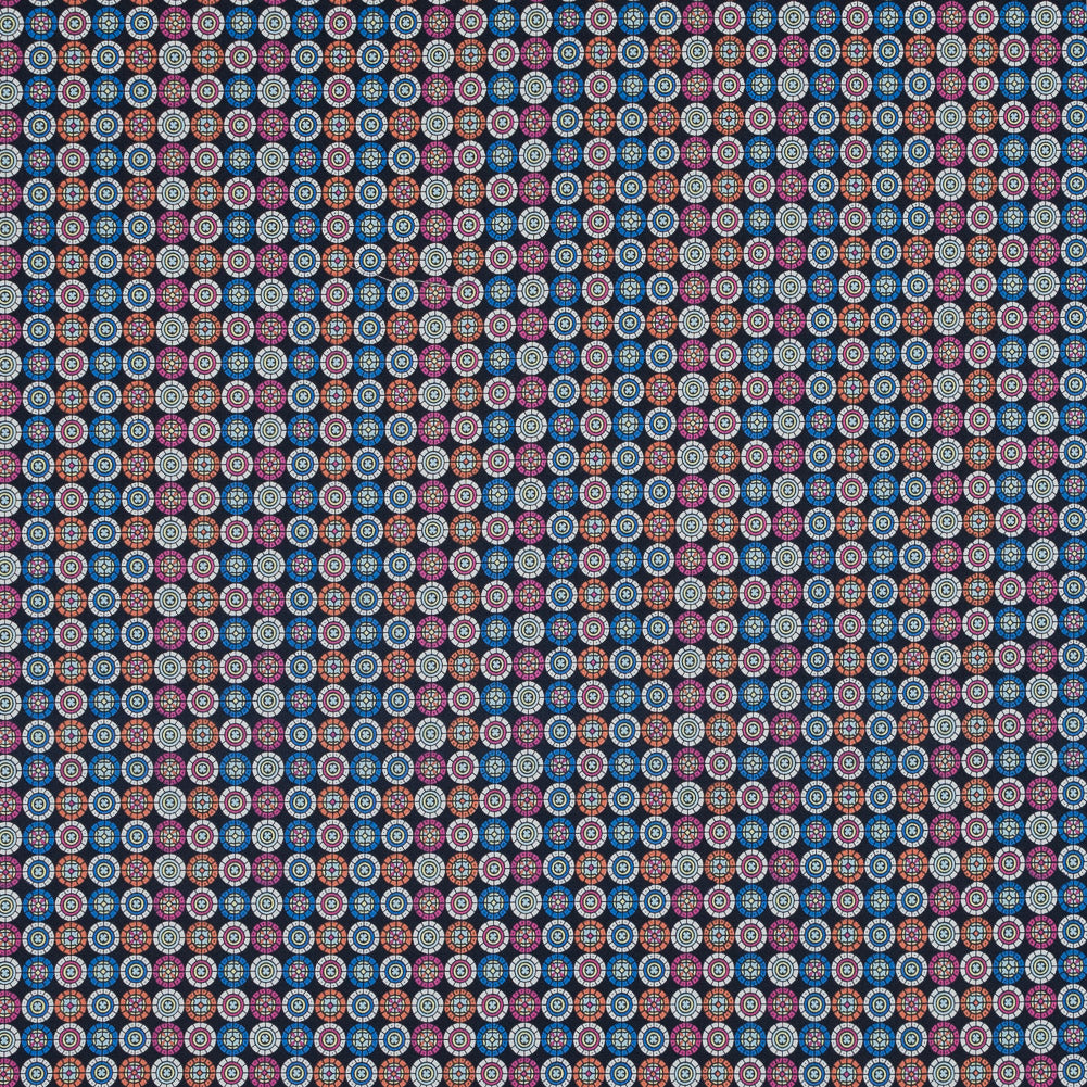 Pink, Blue and Orange Geometric Stretch Cotton Sateen