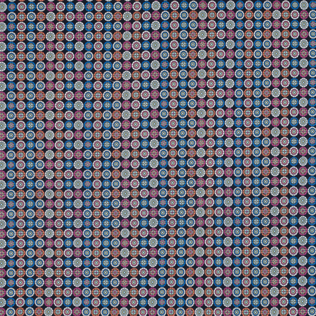 Pink, Blue and Orange Geometric Stretch Cotton Sateen