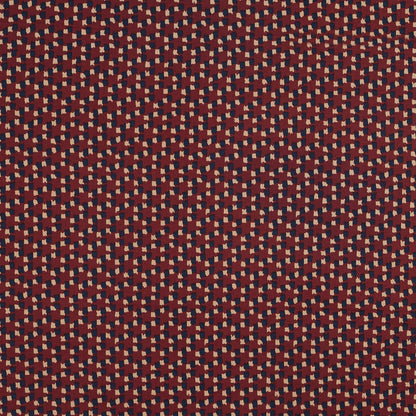 Red, Navy and Beige Abstract Stretch Cotton Sateen