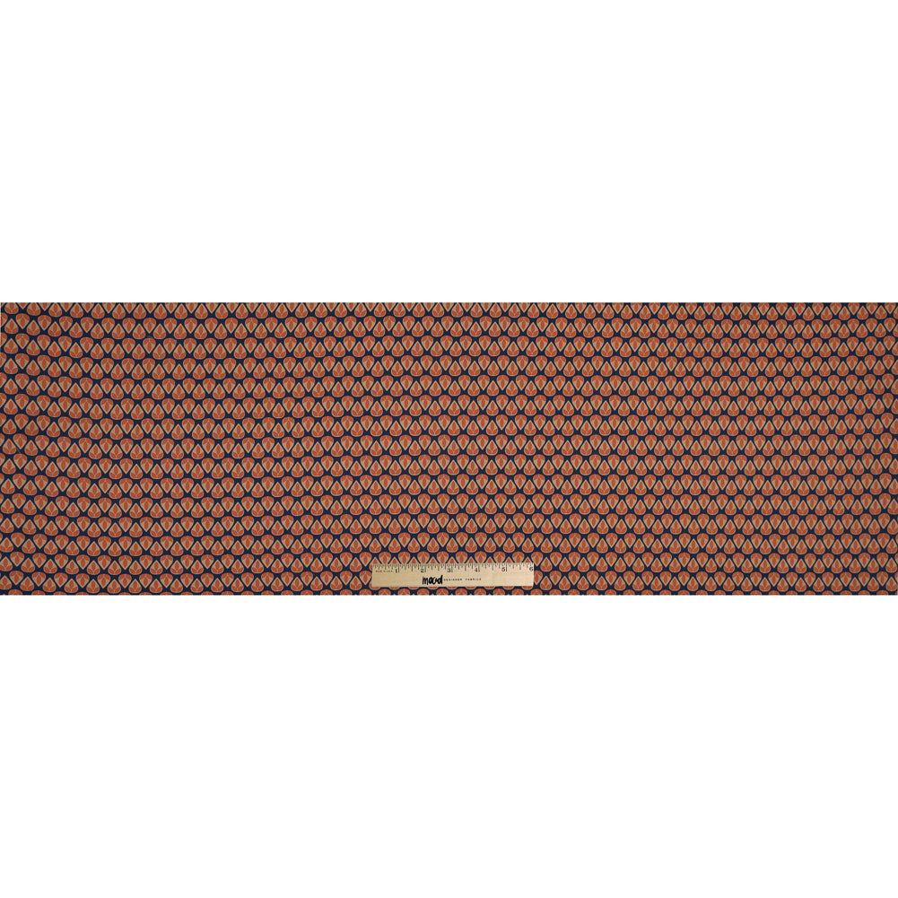 Orange and Navy Geometric Stretch Cotton Sateen Folded