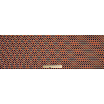 Orange and Navy Geometric Stretch Cotton Sateen Folded