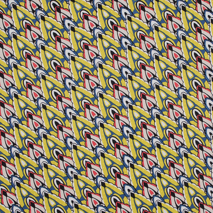 Yellow. Blue and Red Printed Stretch Cotton Sateen
