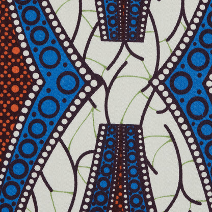 Blue and Orange Geometric Stretch Cotton Sateen - Full