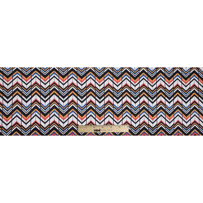 Yellow, Red and Blue Chevron Stretch Cotton Sateen - Full