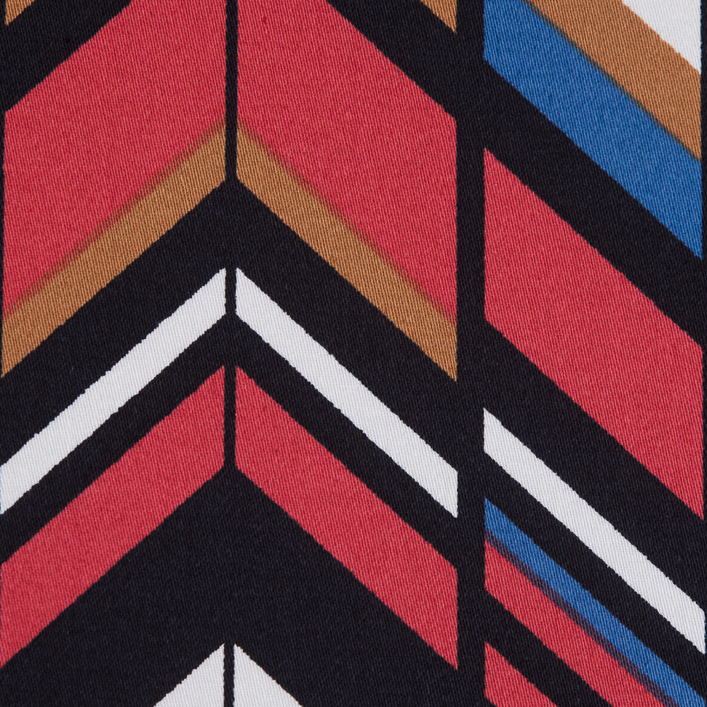 Red, Brown and Blue Chevron Stretch Cotton Sateen Full
