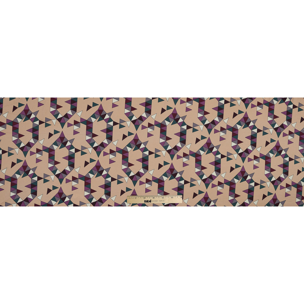 Beige, Magenta and Forest Geometric Stretch Cotton Sateen Folded
