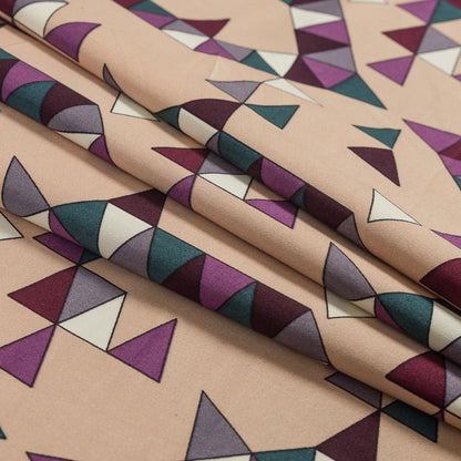 Beige, Magenta and Forest Geometric Stretch Cotton Sateen Detail