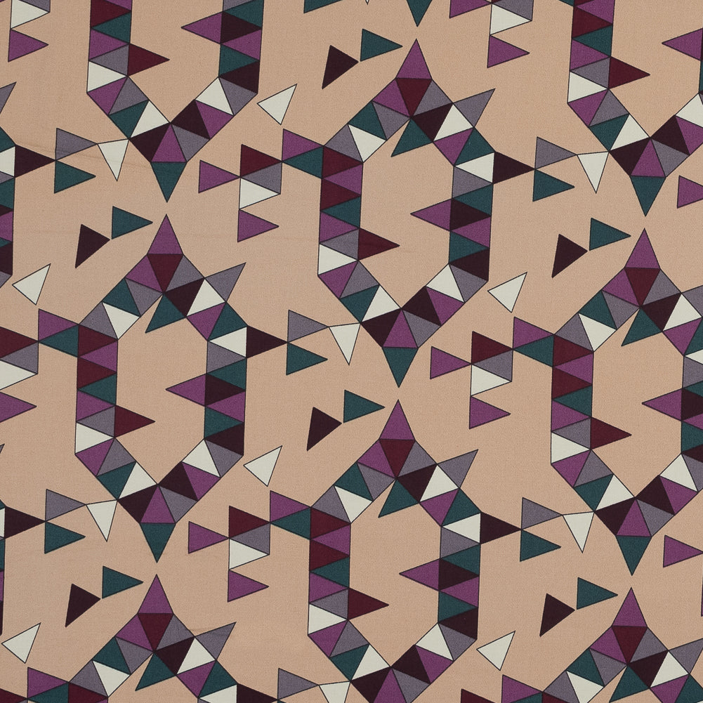 Beige, Magenta and Forest Geometric Stretch Cotton Sateen