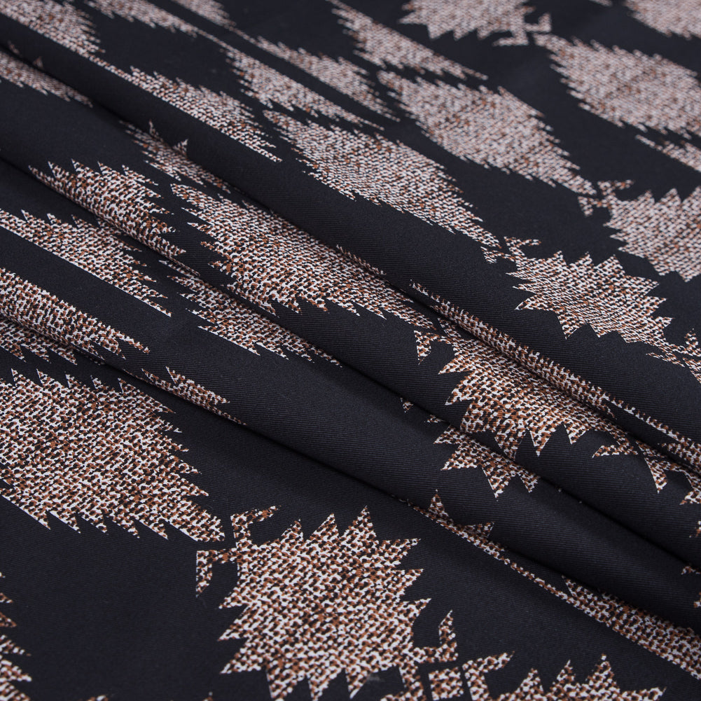 Black and Brown Geometric Stretch Cotton Twill Detail
