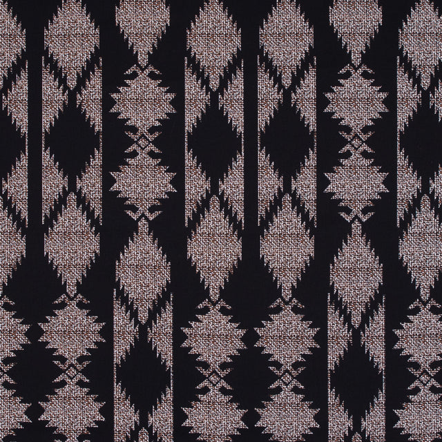 Black and Brown Geometric Stretch Cotton Twill