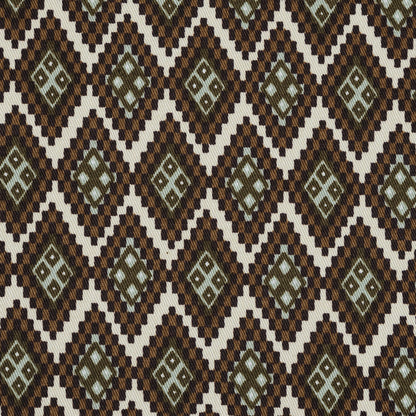 Mulch Brown and Desert Sage Geometric Stretch Cotton Twill - Detail