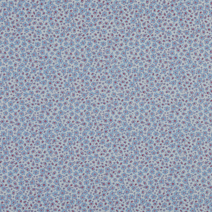 Light Blue, Red and White Floral Cotton Voile