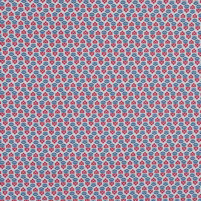 Red, White and Blue Floral Cotton Voile