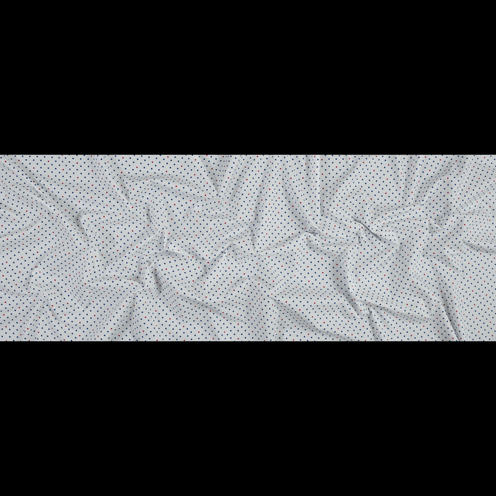 White, Red and Blue Polka Dotted Cotton Poplin - Folded