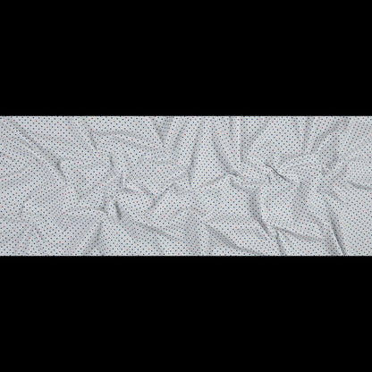 White, Red and Blue Polka Dotted Cotton Poplin - Folded
