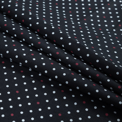 Black, Red and White Polka Dotted Cotton Poplin Detail