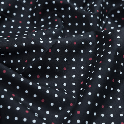 Black, Red and White Polka Dotted Cotton Poplin Full