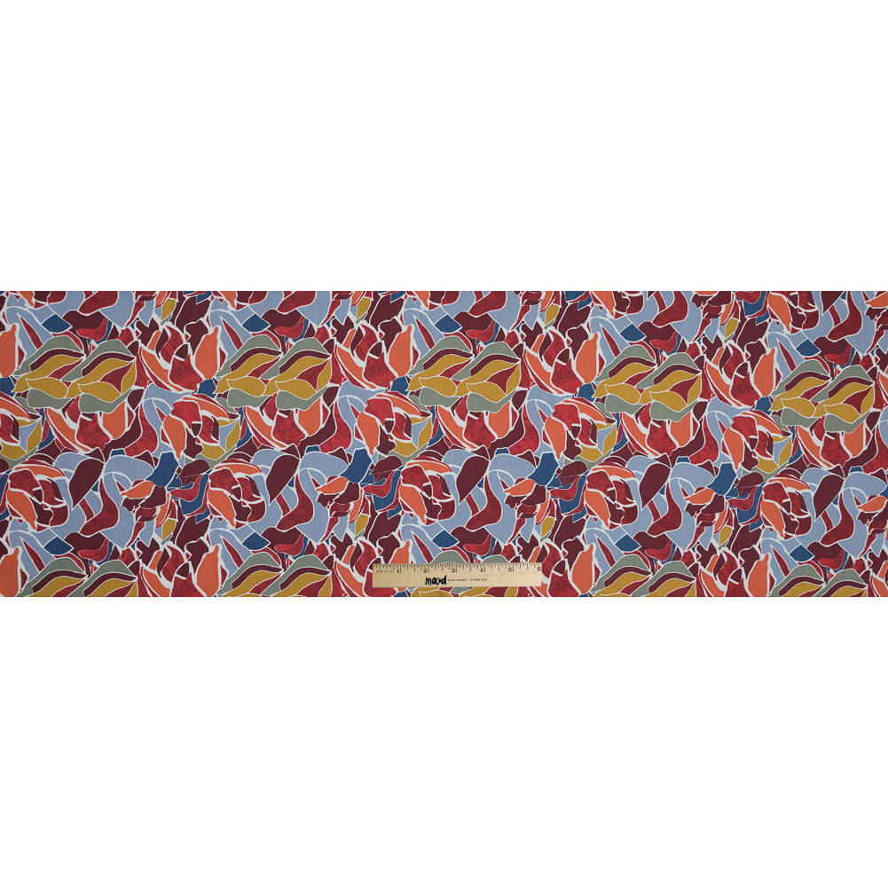 Blue and Orange Abstract Digitally Printed Cotton and Tencel Woven - Folded