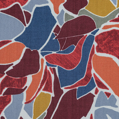 Blue and Orange Abstract Digitally Printed Cotton and Tencel Woven - Full