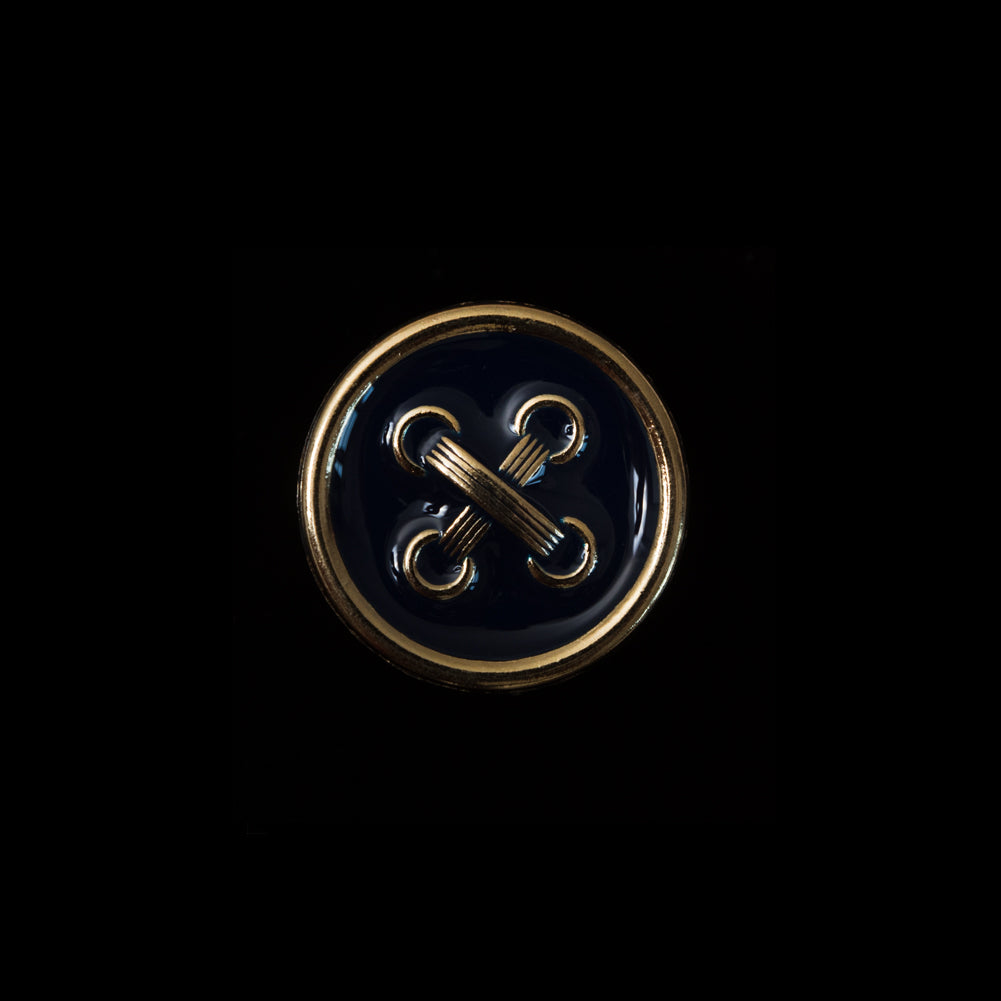 Italian Navy and Gold Metal Button - 24L/15mm