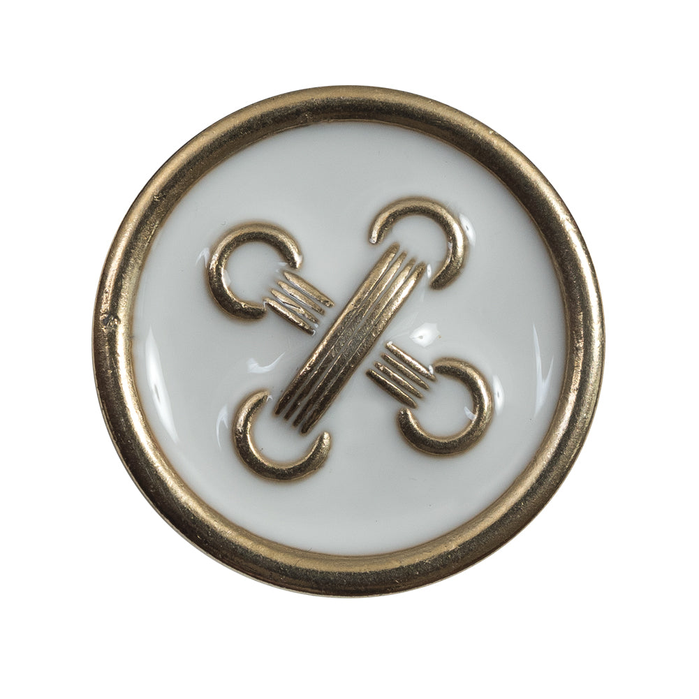 Italian White and Gold Metal Button - 44L/27mm