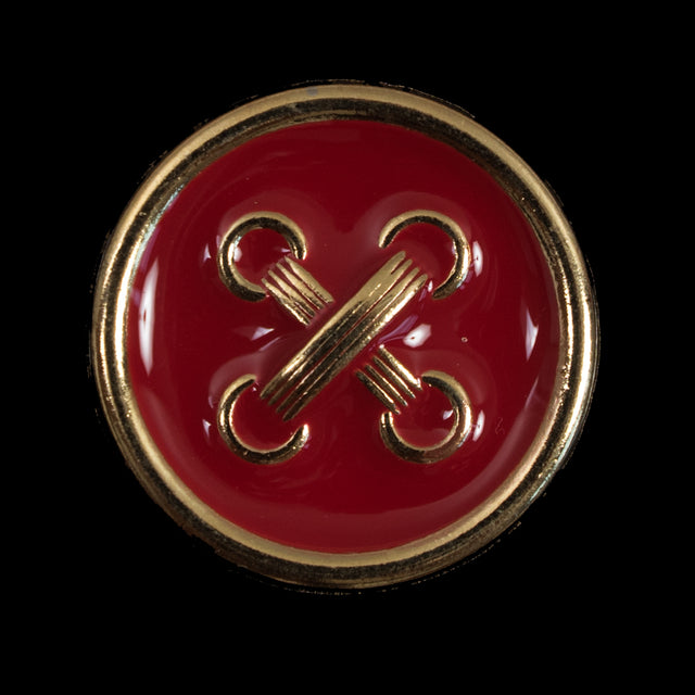 Italian Red and Gold Metal Button - 44L/27mm
