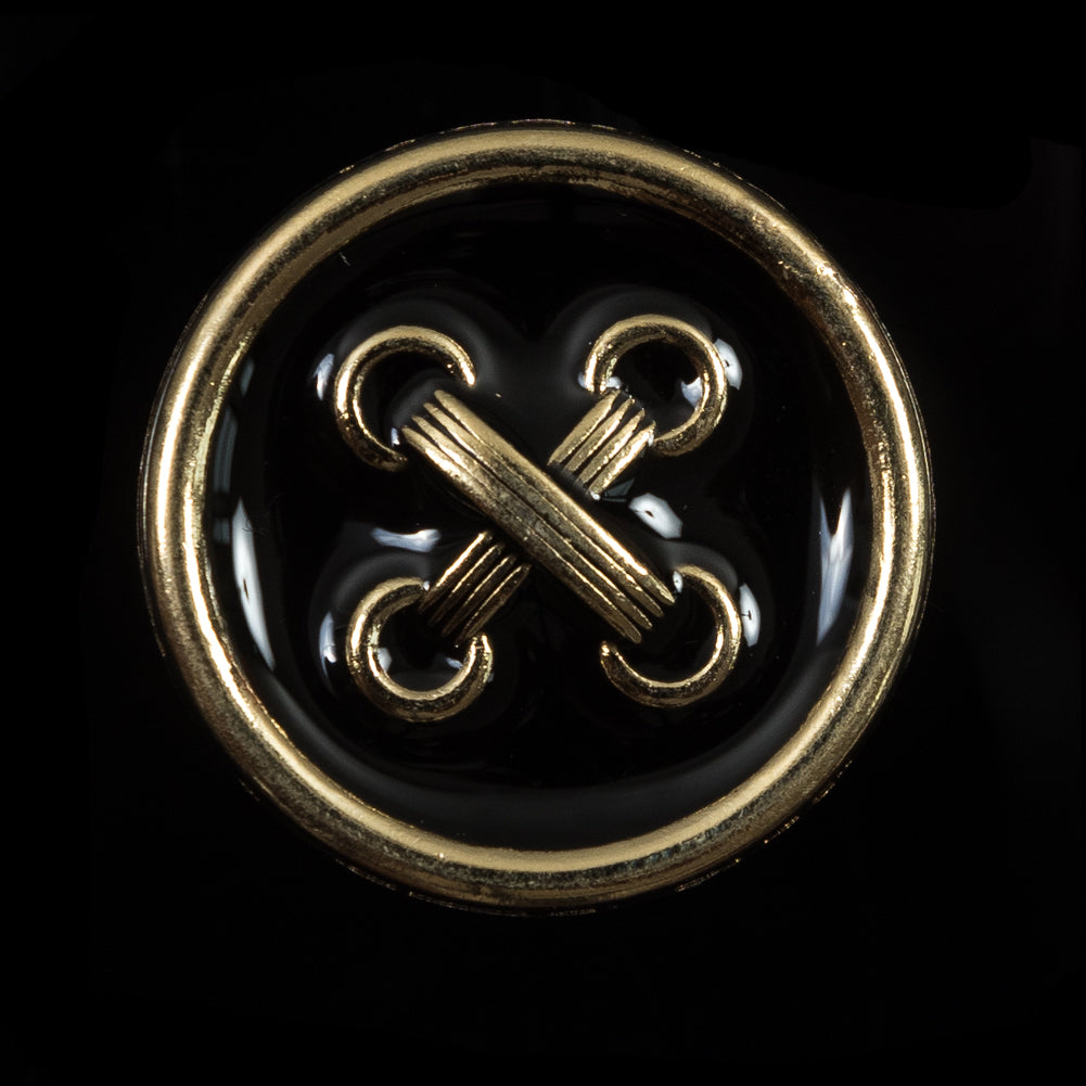 Italian Black and Gold Metal Button - 44L/28mm