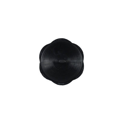 Italian Black Floral Beveled Shank Back Button - 24L/15mm - Detail