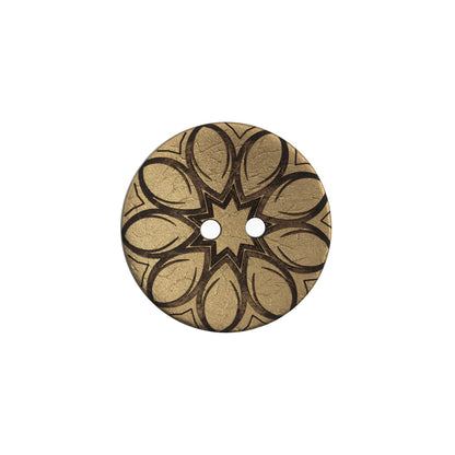Italian Metallic Gold Floral Coconut Button - 32L/20mm