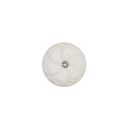 Italian Ivory Floral Nylon Button with Rhinestone Core - 20L/12.5mm