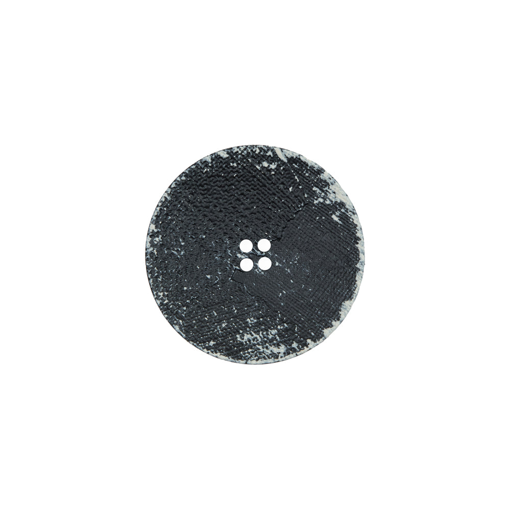 Italian Black and Natural Textured 4-Hole Button - 28L/18mm