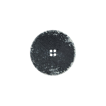 Italian Black and Natural Textured 4-Hole Button - 28L/18mm
